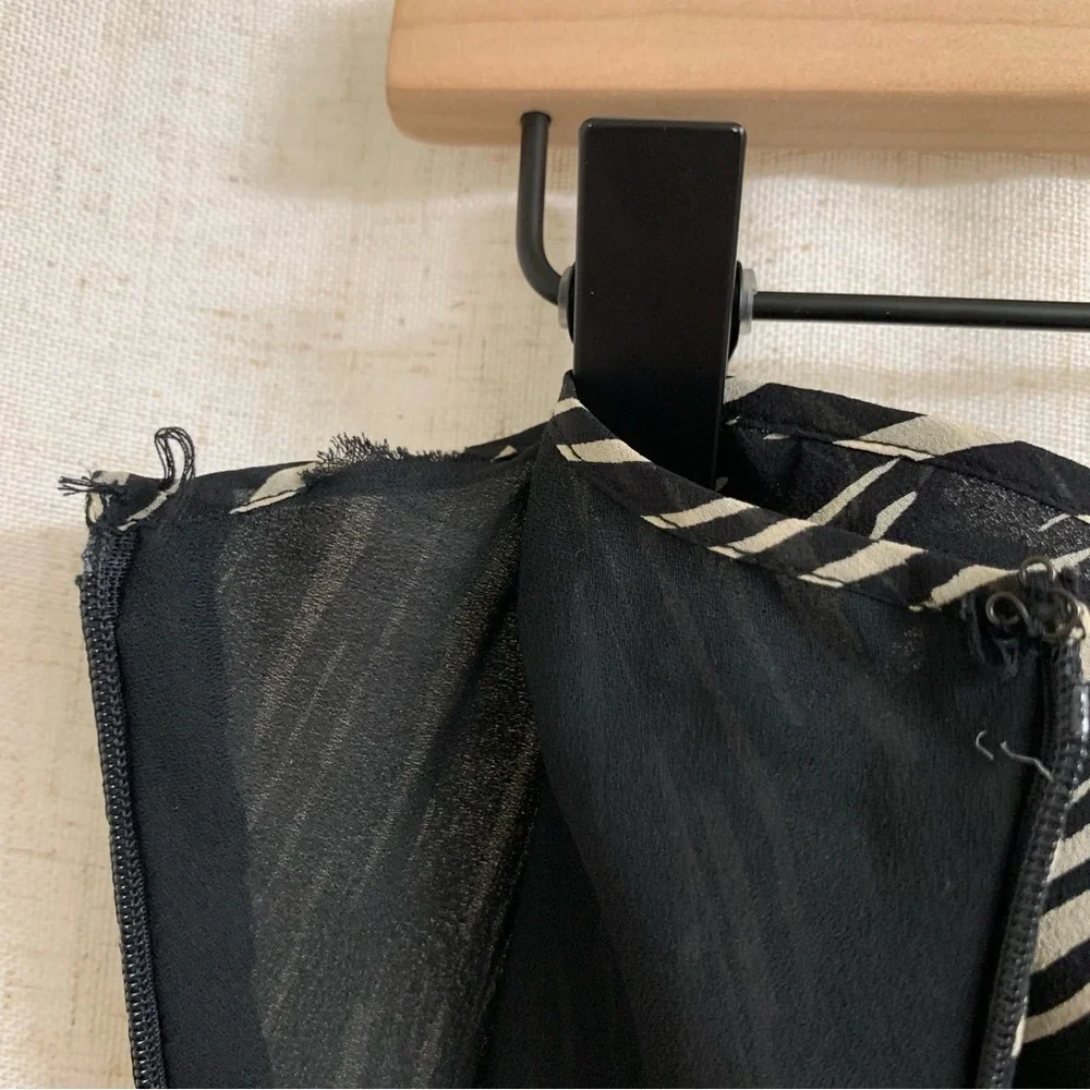 The Limited 100% Silk Black White Midi Animal Zebra Print Style Flowy Lace Skirt - Picture 8 of 9